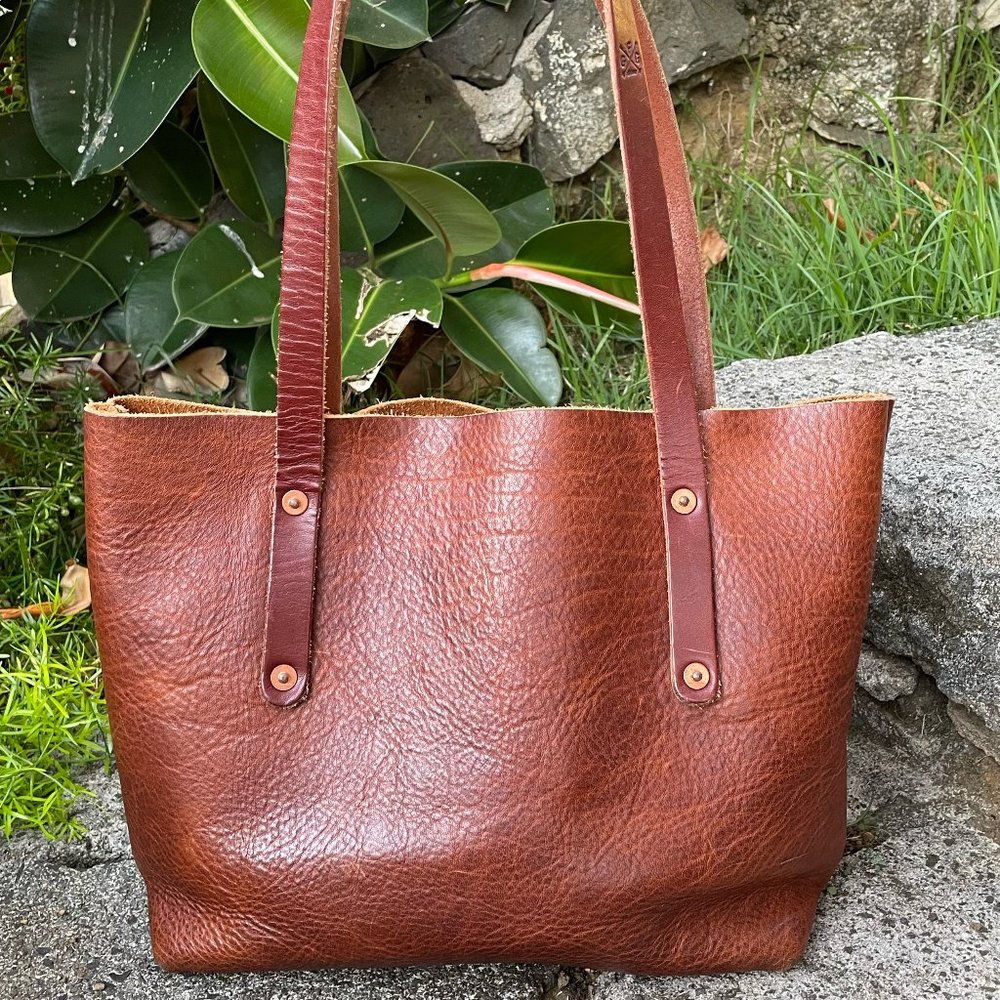 Go Forth Goods Small Saddle Avery Leather Tote